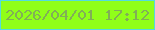 文字の大きさ：5、枠の色：54dbde、背景の色：90ff19、文字の色：81af57 無料ブログパーツのブログ時計