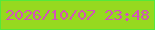 文字の大きさ：1、枠の色：54e93b、背景の色：96d91f、文字の色：d352ba 無料ブログパーツのブログ時計