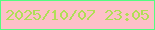 文字の大きさ：4、枠の色：54fc80、背景の色：fec0c8、文字の色：b0de57 無料ブログパーツのブログ時計