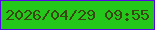 文字の大きさ：3、枠の色：5507e6、背景の色：23c81a、文字の色：394613 無料ブログパーツのブログ時計
