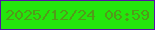 文字の大きさ：4、枠の色：5512a6、背景の色：24e60d、文字の色：519b1a 無料ブログパーツのブログ時計