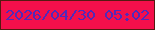 文字の大きさ：2、枠の色：551a11、背景の色：f40f4b、文字の色：5229b9 無料ブログパーツのブログ時計