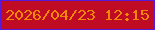 文字の大きさ：2、枠の色：551ada、背景の色：bf0c24、文字の色：f28608 無料ブログパーツのブログ時計