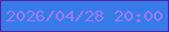 文字の大きさ：1、枠の色：55209f、背景の色：377be9、文字の色：9d79ff 無料ブログパーツのブログ時計