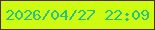 文字の大きさ：2、枠の色：552b19、背景の色：cefc11、文字の色：27c086 無料ブログパーツのブログ時計
