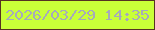 文字の大きさ：3、枠の色：553122、背景の色：c9ff38、文字の色：a6aabb 無料ブログパーツのブログ時計