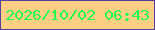 文字の大きさ：3、枠の色：553f9d、背景の色：fdcf85、文字の色：22fc4a 無料ブログパーツのブログ時計