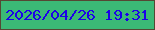 文字の大きさ：2、枠の色：554733、背景の色：3bb976、文字の色：1c01e8 無料ブログパーツのブログ時計