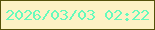 文字の大きさ：3、枠の色：55500a、背景の色：fdf1c5、文字の色：66fabc 無料ブログパーツのブログ時計