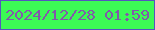 文字の大きさ：2、枠の色：5554bf、背景の色：3cfa55、文字の色：8259aa 無料ブログパーツのブログ時計