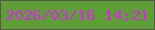 文字の大きさ：5、枠の色：555849、背景の色：5d9e36、文字の色：dd27e9 無料ブログパーツのブログ時計