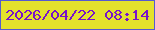 文字の大きさ：3、枠の色：555bd1、背景の色：e4e22c、文字の色：7914ca 無料ブログパーツのブログ時計