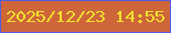 文字の大きさ：3、枠の色：555ce1、背景の色：ce6639、文字の色：f0e12d 無料ブログパーツのブログ時計