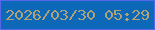 文字の大きさ：1、枠の色：5567ea、背景の色：0e68b8、文字の色：afa278 無料ブログパーツのブログ時計