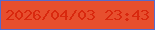 文字の大きさ：2、枠の色：556bcc、背景の色：e74f2e、文字の色：d9280e 無料ブログパーツのブログ時計
