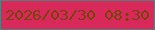 文字の大きさ：4、枠の色：557f7d、背景の色：d9295a、文字の色：76440b 無料ブログパーツのブログ時計