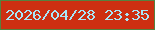 文字の大きさ：5、枠の色：55813f、背景の色：cd2f11、文字の色：a9e6f7 無料ブログパーツのブログ時計