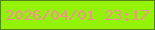 文字の大きさ：5、枠の色：558315、背景の色：94f206、文字の色：f49195 無料ブログパーツのブログ時計