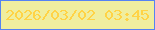 文字の大きさ：5、枠の色：5583f3、背景の色：f0ee9f、文字の色：ffd346 無料ブログパーツのブログ時計
