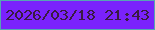 文字の大きさ：1、枠の色：55a5b3、背景の色：7a22fc、文字の色：3a1b41 無料ブログパーツのブログ時計