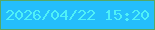 文字の大きさ：4、枠の色：55a865、背景の色：24befb、文字の色：4ff0f7 無料ブログパーツのブログ時計