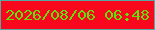 文字の大きさ：5、枠の色：55a9a4、背景の色：f9071c、文字の色：61e00b 無料ブログパーツのブログ時計