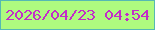 文字の大きさ：1、枠の色：55b9b3、背景の色：aefb7f、文字の色：c32dc9 無料ブログパーツのブログ時計