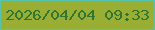 文字の大きさ：2、枠の色：55c4ae、背景の色：9bae34、文字の色：2f7632 無料ブログパーツのブログ時計