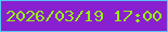 文字の大きさ：3、枠の色：55c7f8、背景の色：8920cf、文字の色：97f10e 無料ブログパーツのブログ時計