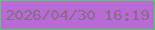 文字の大きさ：5、枠の色：55cc68、背景の色：b96bd5、文字の色：866e86 無料ブログパーツのブログ時計