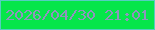 文字の大きさ：4、枠の色：55cec0、背景の色：06e64a、文字の色：9094bd 無料ブログパーツのブログ時計