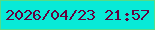 文字の大きさ：4、枠の色：55dc87、背景の色：08ead7、文字の色：64013f 無料ブログパーツのブログ時計