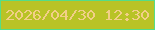 文字の大きさ：4、枠の色：55dd86、背景の色：b9c326、文字の色：f2cf88 無料ブログパーツのブログ時計