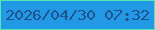 文字の大きさ：5、枠の色：55e6b5、背景の色：2199e4、文字の色：1f528f 無料ブログパーツのブログ時計
