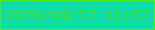 文字の大きさ：4、枠の色：55e823、背景の色：0edea4、文字の色：45da3a 無料ブログパーツのブログ時計