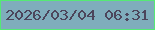 文字の大きさ：5、枠の色：55e975、背景の色：7fadbc、文字の色：4c455b 無料ブログパーツのブログ時計