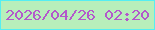 文字の大きさ：1、枠の色：55eef2、背景の色：b8efbb、文字の色：b359cb 無料ブログパーツのブログ時計