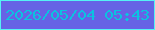 文字の大きさ：4、枠の色：55f2f4、背景の色：6663e5、文字の色：0bc3e0 無料ブログパーツのブログ時計