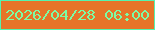 文字の大きさ：2、枠の色：55f3af、背景の色：e77429、文字の色：7dfca4 無料ブログパーツのブログ時計