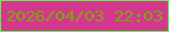 文字の大きさ：4、枠の色：55fc43、背景の色：d3388e、文字の色：7da609 無料ブログパーツのブログ時計