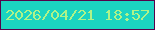 文字の大きさ：3、枠の色：56014b、背景の色：1bd4c1、文字の色：aff389 無料ブログパーツのブログ時計