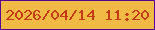 文字の大きさ：3、枠の色：560497、背景の色：f0ba45、文字の色：c23c16 無料ブログパーツのブログ時計