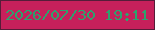 文字の大きさ：3、枠の色：561c39、背景の色：c6205b、文字の色：2da26d 無料ブログパーツのブログ時計
