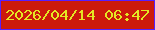 文字の大きさ：5、枠の色：5620fe、背景の色：cc1a0c、文字の色：e4e724 無料ブログパーツのブログ時計