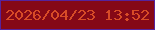 文字の大きさ：3、枠の色：56239c、背景の色：850816、文字の色：d74b27 無料ブログパーツのブログ時計