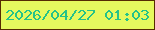文字の大きさ：5、枠の色：562b02、背景の色：e6f95e、文字の色：25c289 無料ブログパーツのブログ時計
