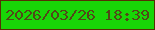 文字の大きさ：5、枠の色：563004、背景の色：18d607、文字の色：514818 無料ブログパーツのブログ時計