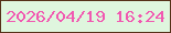 文字の大きさ：4、枠の色：563119、背景の色：dff6de、文字の色：f159b1 無料ブログパーツのブログ時計