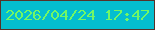 文字の大きさ：1、枠の色：563229、背景の色：04becf、文字の色：72f765 無料ブログパーツのブログ時計