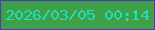 文字の大きさ：5、枠の色：5633c2、背景の色：3fa04a、文字の色：24ddb9 無料ブログパーツのブログ時計
